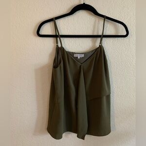 1. STATE Olive Green Pleated V- Neck   Spaghetti Strap Camisole - Size Small